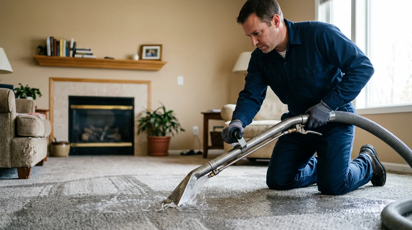Water damage restoration technician working near Glenford, OH